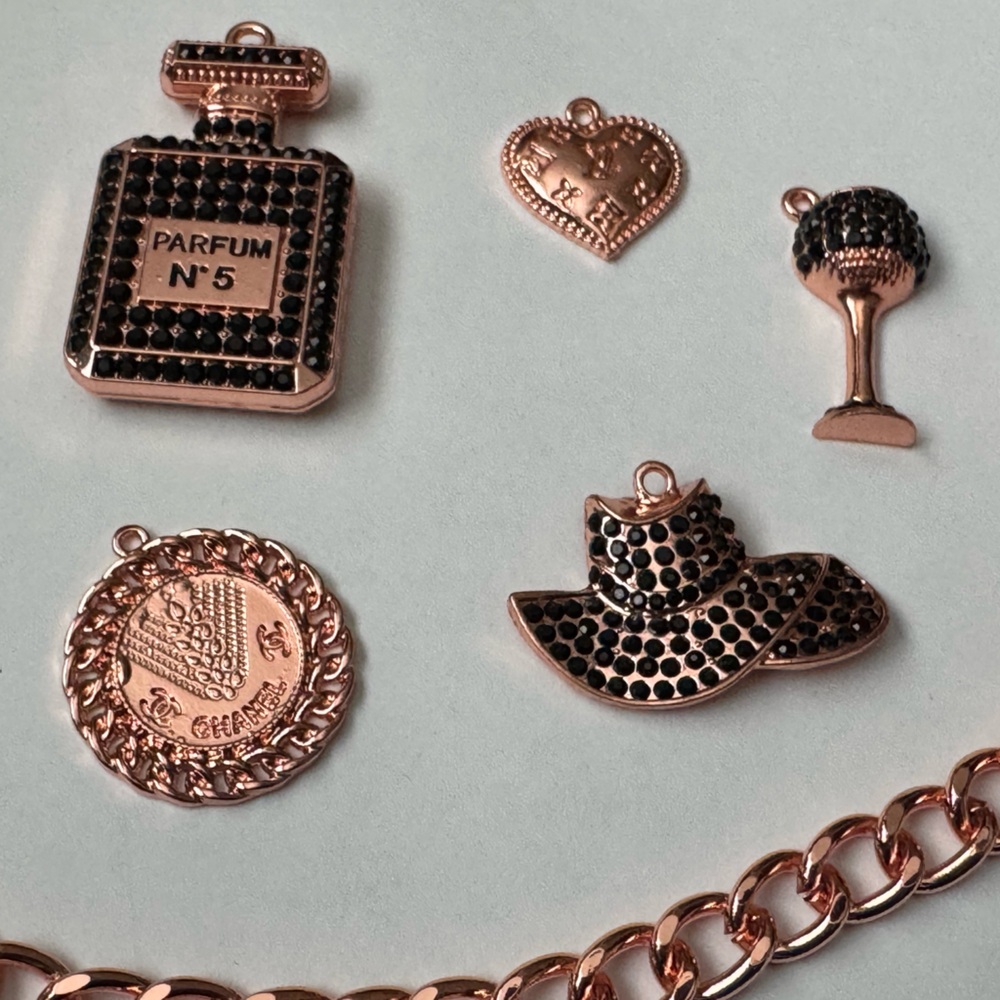 Rose Gold and Black Charm Set